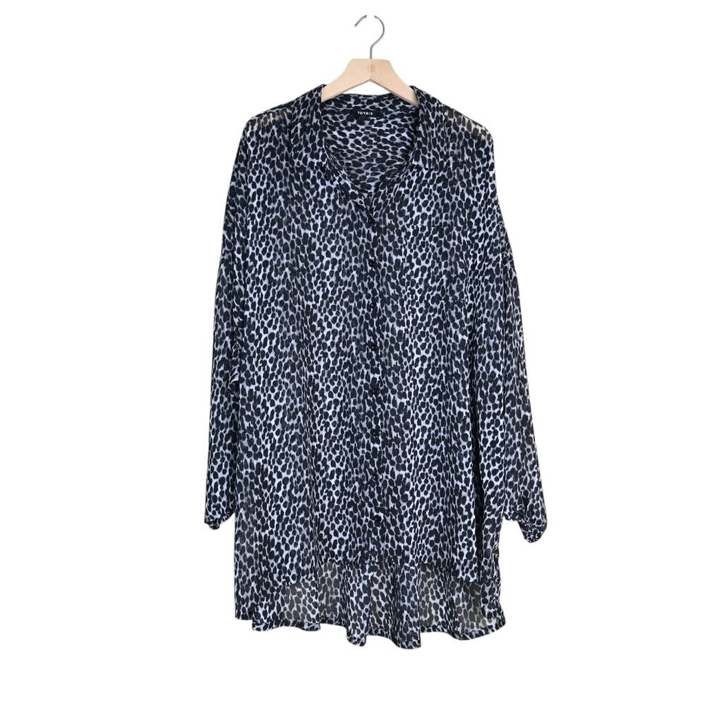 Torrid Women's 3X Longsleeve Chiffon Cheetah Shirt Kimono